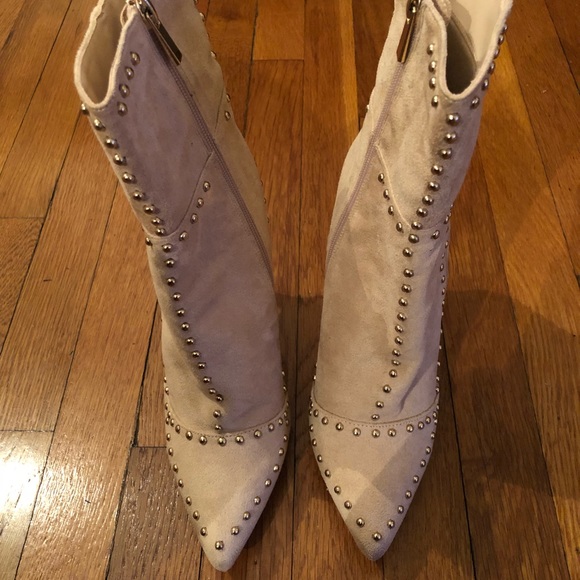 Cream Booties with Gold Studs - Picture 1 of 2